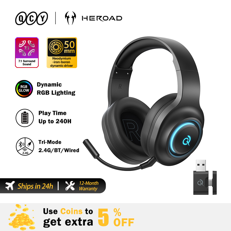 Gaming Headset Rgb - QCY Heroad V200 Gaming-Headset mit Mikrofon,